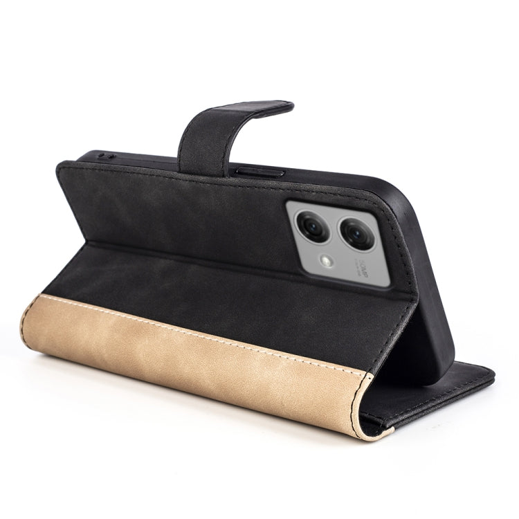 For Motolora Moto G84 Stitching Horizontal Flip Leather Phone Case(Black) by buy2fix