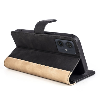 For Motolora Moto G54 Stitching Horizontal Flip Leather Phone Case(Black) by buy2fix