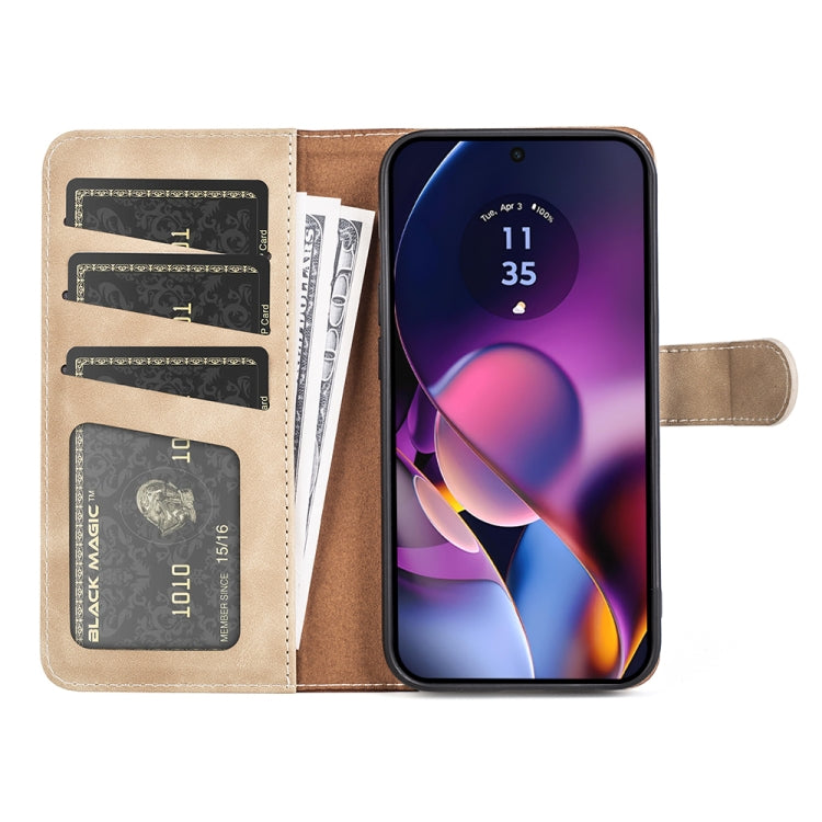 For Motolora Moto G54 Stitching Horizontal Flip Leather Phone Case(Yellow) by buy2fix