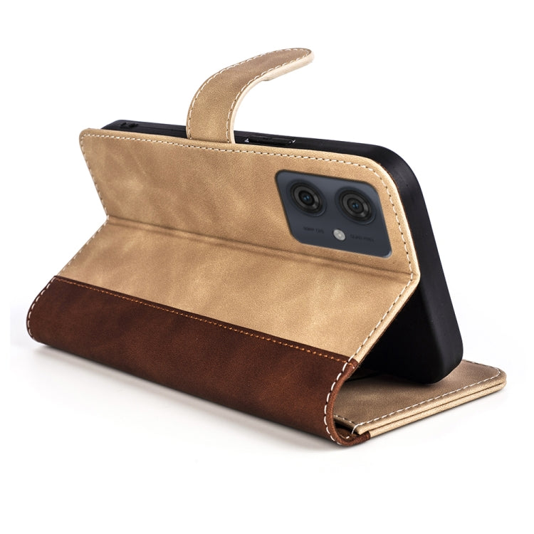 For Motolora Moto G54 Stitching Horizontal Flip Leather Phone Case(Yellow) by buy2fix