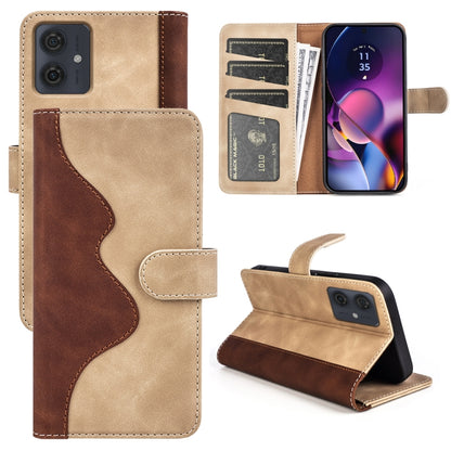 For Motolora Moto G54 Stitching Horizontal Flip Leather Phone Case(Yellow) by buy2fix