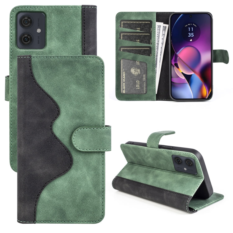 For Motolora Moto G54 Stitching Horizontal Flip Leather Phone Case(Green) by buy2fix
