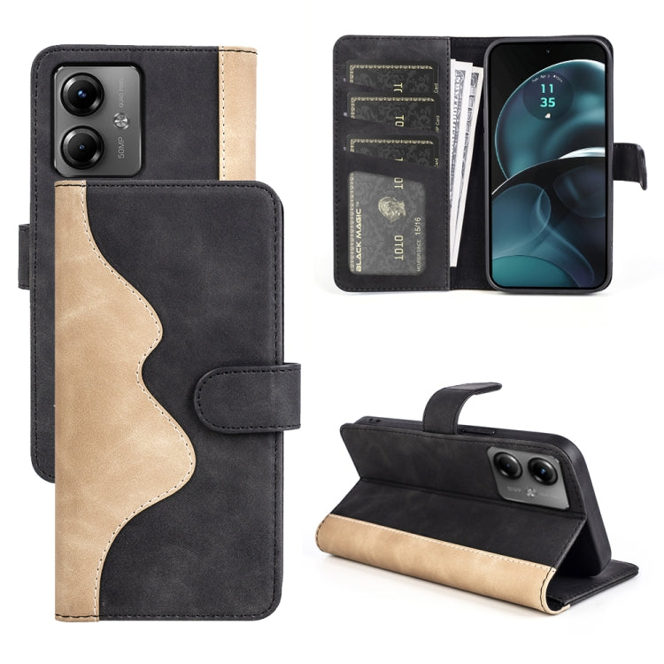 For Motolora Moto G14 Stitching Horizontal Flip Leather Phone Case(Black) by buy2fix