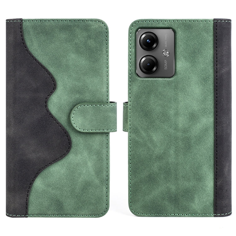 For Motolora Moto G14 Stitching Horizontal Flip Leather Phone Case(Green) by buy2fix