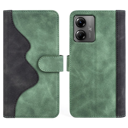 For Motolora Moto G14 Stitching Horizontal Flip Leather Phone Case(Green) by buy2fix