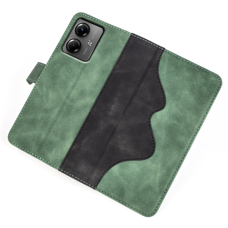For Motolora Moto G14 Stitching Horizontal Flip Leather Phone Case(Green) by buy2fix