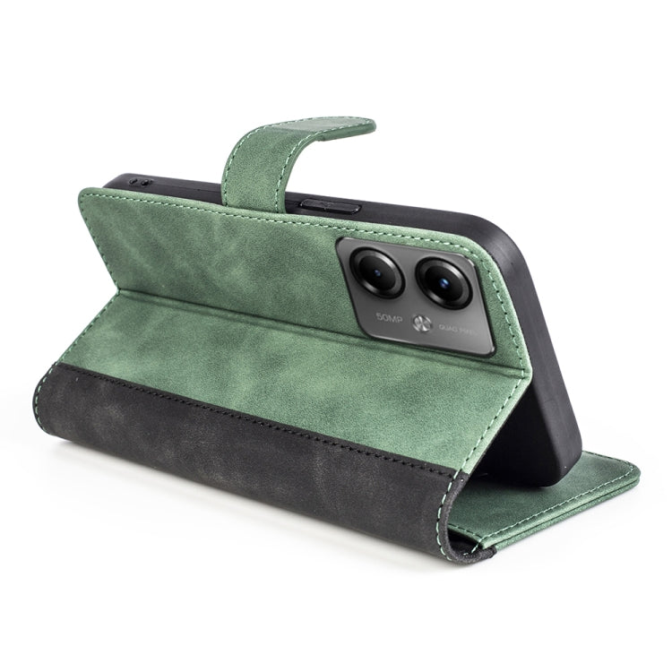 For Motolora Moto G14 Stitching Horizontal Flip Leather Phone Case(Green) by buy2fix