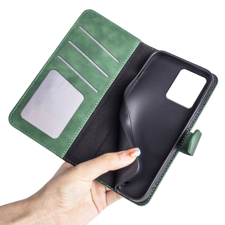 For Motolora Moto G14 Stitching Horizontal Flip Leather Phone Case(Green) by buy2fix