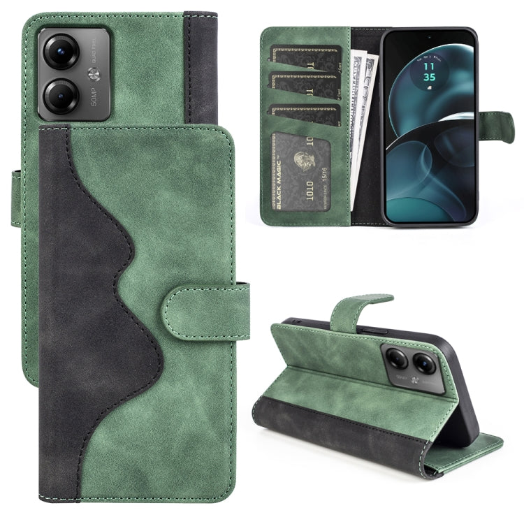 For Motolora Moto G14 Stitching Horizontal Flip Leather Phone Case(Green) by buy2fix