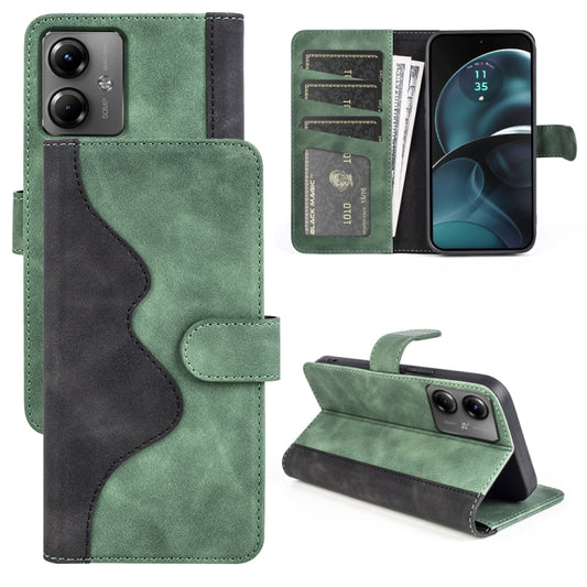 For Motolora Moto G14 Stitching Horizontal Flip Leather Phone Case(Green) by buy2fix