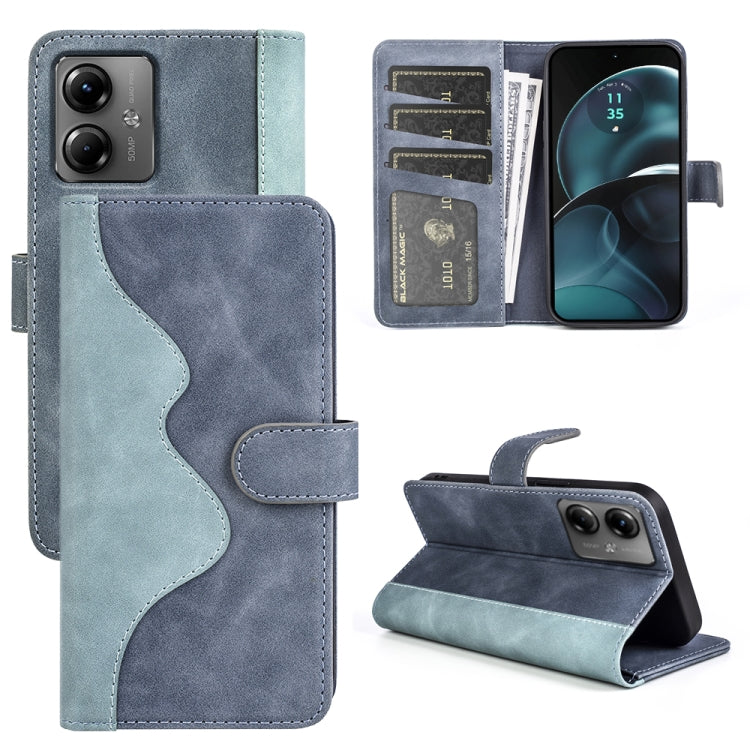 For Motolora Moto G14 Stitching Horizontal Flip Leather Phone Case(Blue) by buy2fix
