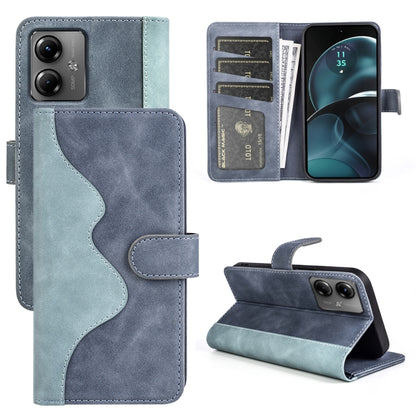 For Motolora Moto G14 Stitching Horizontal Flip Leather Phone Case(Blue) by buy2fix