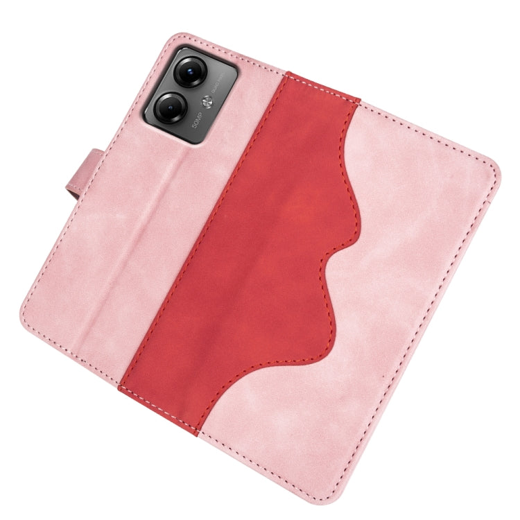 For Motolora Moto G14 Stitching Horizontal Flip Leather Phone Case(Red) by buy2fix