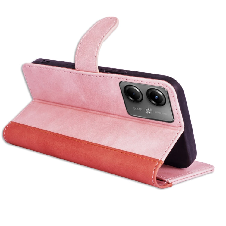 For Motolora Moto G14 Stitching Horizontal Flip Leather Phone Case(Red) by buy2fix