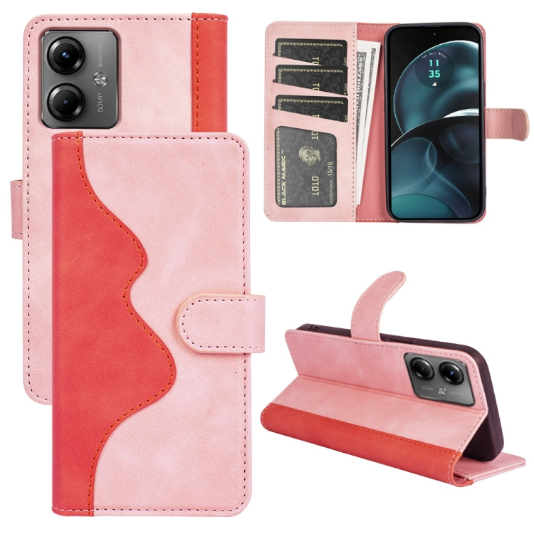 For Motolora Moto G14 Stitching Horizontal Flip Leather Phone Case(Red) by buy2fix
