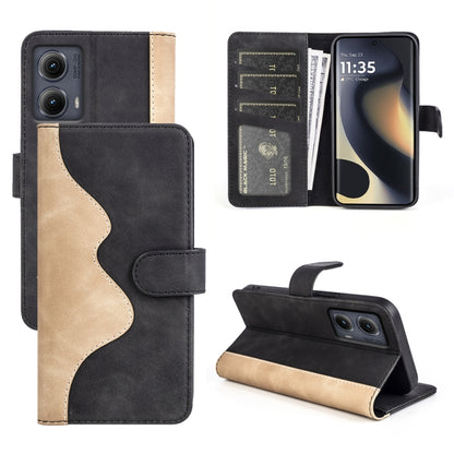 For Motolora Edge 5G 2024 Stitching Horizontal Flip Leather Phone Case(Black) by buy2fix