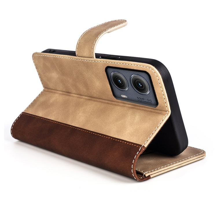 For Motolora Edge 5G 2024 Stitching Horizontal Flip Leather Phone Case(Yellow) by buy2fix