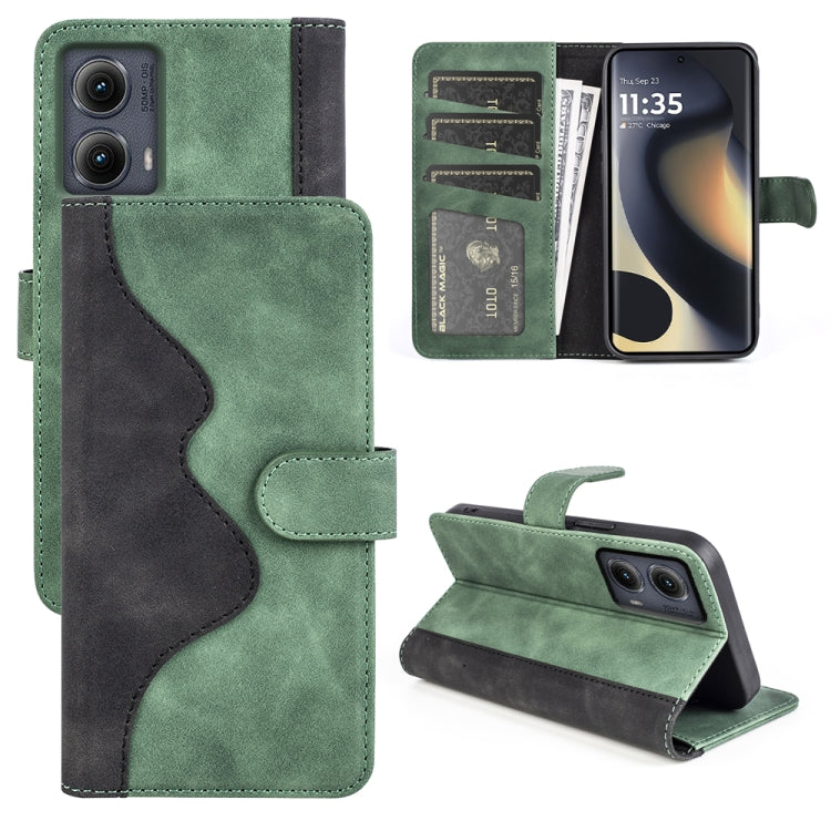 For Motolora Edge 5G 2024 Stitching Horizontal Flip Leather Phone Case(Green) by buy2fix