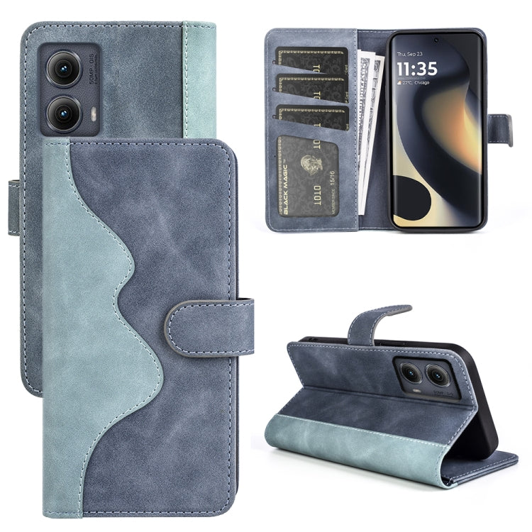 For Motolora Edge 5G 2024 Stitching Horizontal Flip Leather Phone Case(Blue) by buy2fix