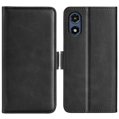 For Motorola Moto G Play 2024 Dual-side Magnetic Buckle Horizontal Flip Leather Phone Case(Black) by buy2fix