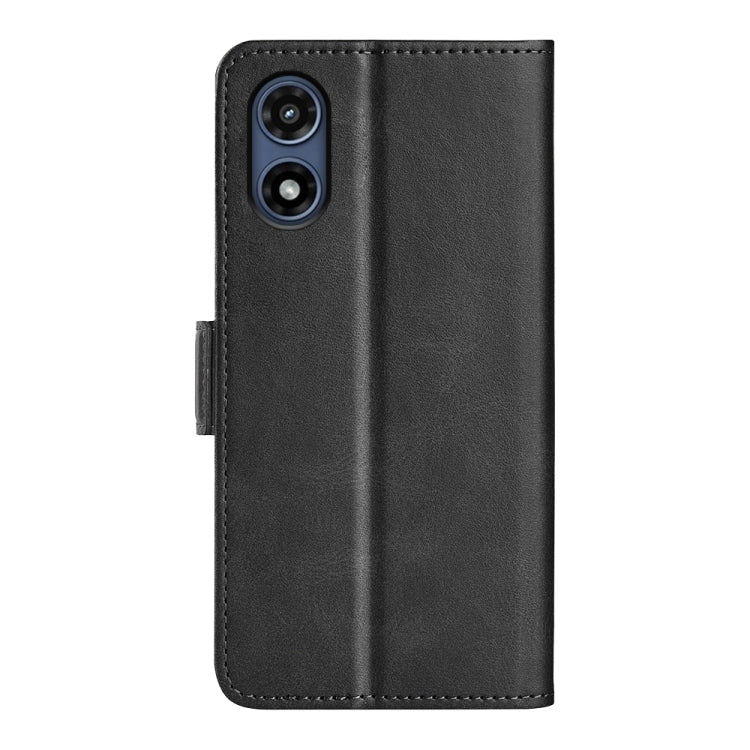 For Motorola Moto G Play 2024 Dual-side Magnetic Buckle Horizontal Flip Leather Phone Case(Black) by buy2fix