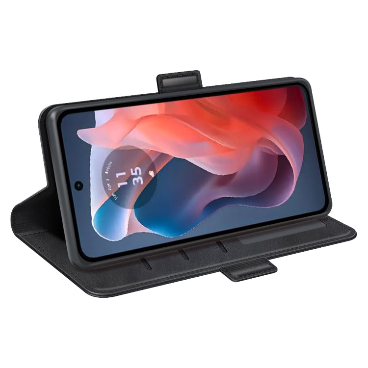 For Motorola Moto G Play 2024 Dual-side Magnetic Buckle Horizontal Flip Leather Phone Case(Black) by buy2fix