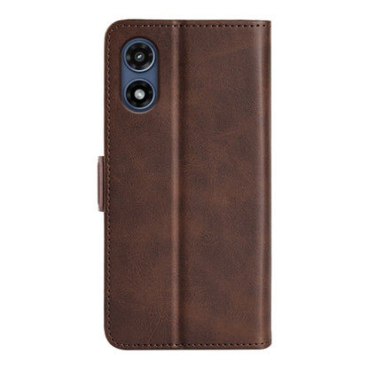 For Motorola Moto G Play 2024 Dual-side Magnetic Buckle Horizontal Flip Leather Phone Case(Brown) by buy2fix