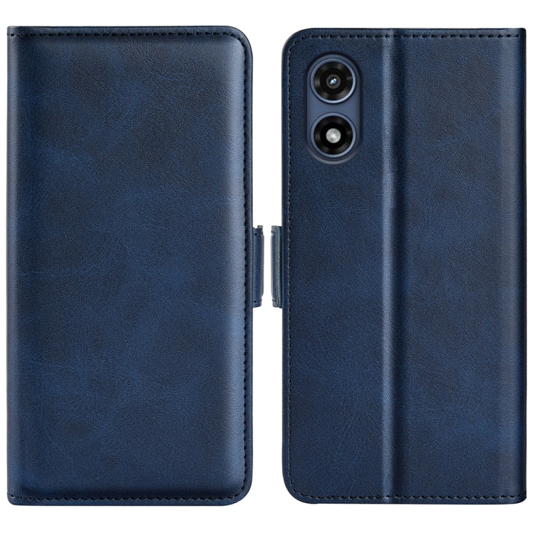For Motorola Moto G Play 2024 Dual-side Magnetic Buckle Horizontal Flip Leather Phone Case(Dark Blue) by buy2fix