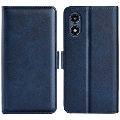 For Motorola Moto G Play 2024 Dual-side Magnetic Buckle Horizontal Flip Leather Phone Case(Dark Blue) by buy2fix