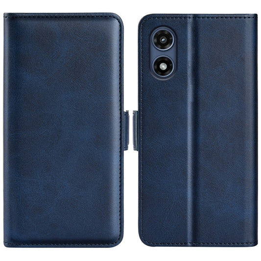 For Motorola Moto G Play 2024 Dual-side Magnetic Buckle Horizontal Flip Leather Phone Case(Dark Blue) by buy2fix