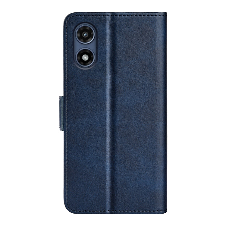 For Motorola Moto G Play 2024 Dual-side Magnetic Buckle Horizontal Flip Leather Phone Case(Dark Blue) by buy2fix