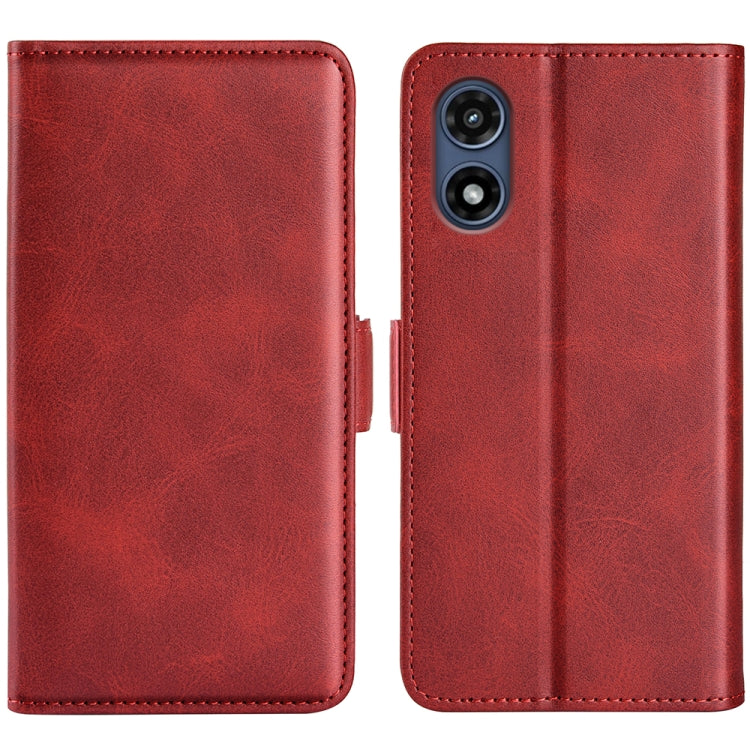 For Motorola Moto G Play 2024 Dual-side Magnetic Buckle Horizontal Flip Leather Phone Case(Red) by buy2fix
