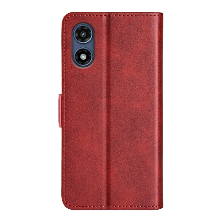 For Motorola Moto G Play 2024 Dual-side Magnetic Buckle Horizontal Flip Leather Phone Case(Red) by buy2fix