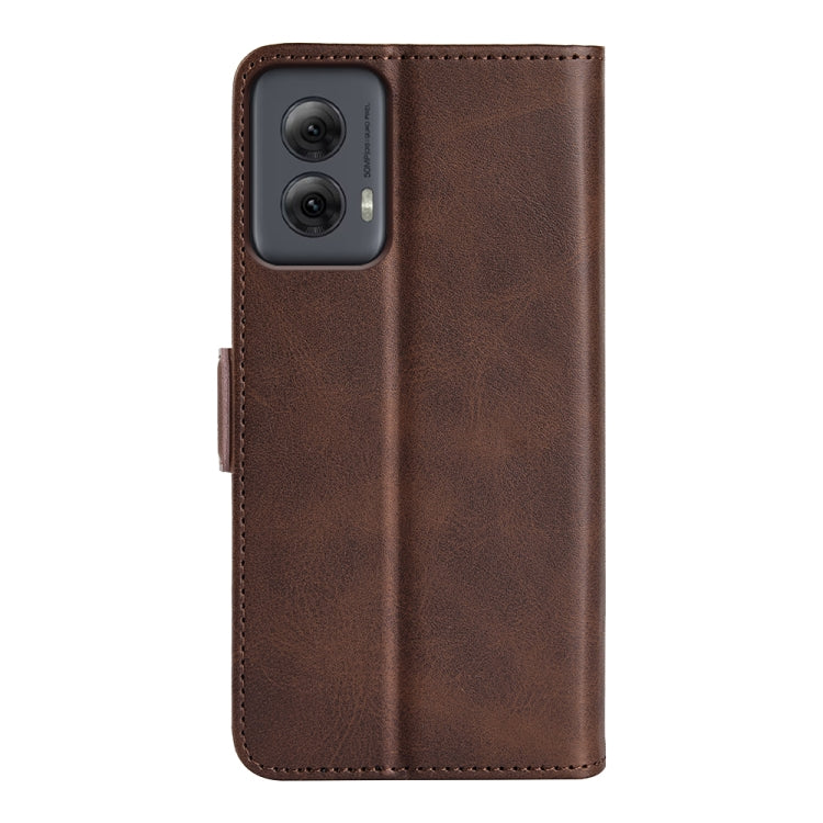 For Motorola Moto G Power 5G 2024 Dual-side Magnetic Buckle Horizontal Flip Leather Phone Case(Brown) by buy2fix