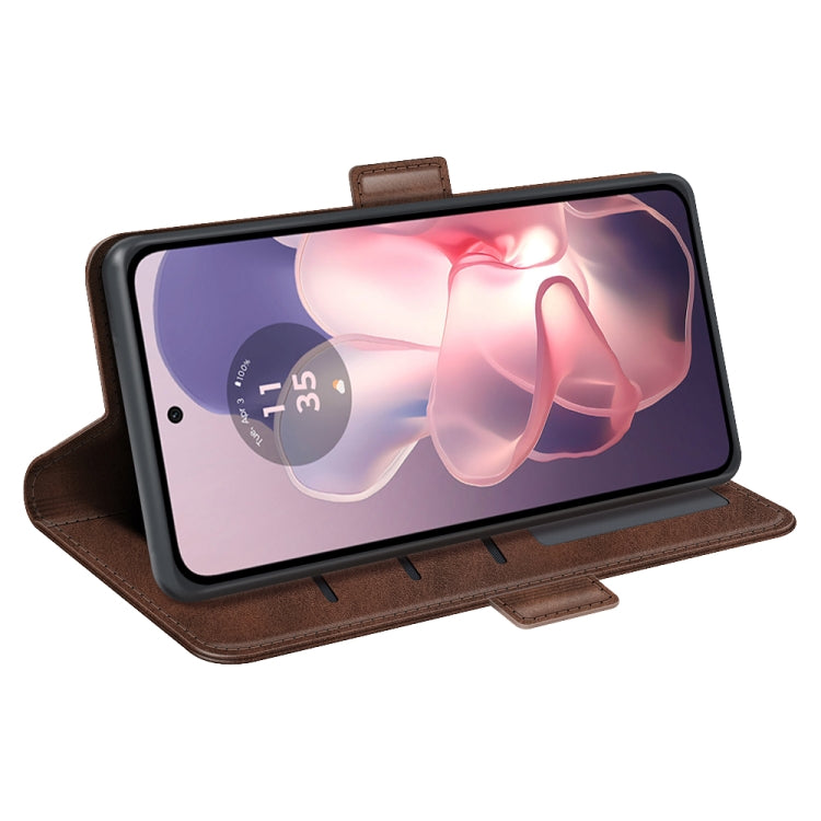 For Motorola Moto G Power 5G 2024 Dual-side Magnetic Buckle Horizontal Flip Leather Phone Case(Brown) by buy2fix