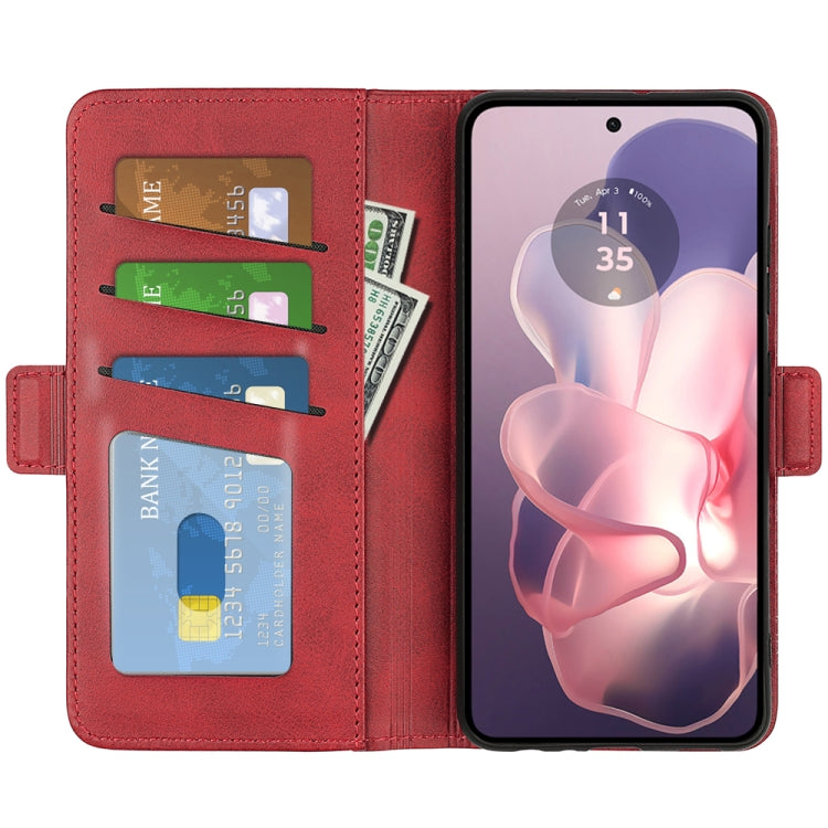 For Motorola Moto G Power 5G 2024 Dual-side Magnetic Buckle Horizontal Flip Leather Phone Case(Red) by buy2fix