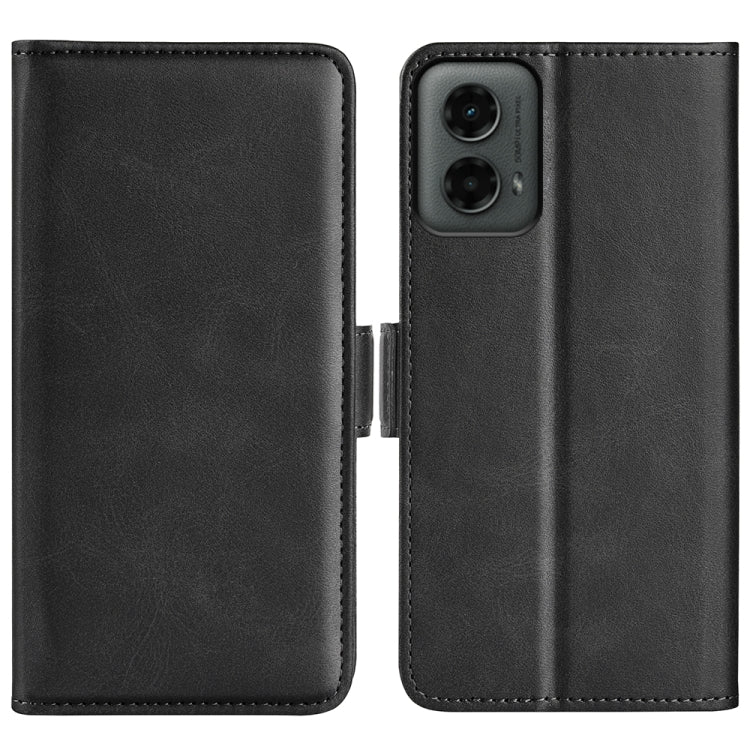 For Motorola Moto G 5G 2024 Dual-side Magnetic Buckle Horizontal Flip Leather Phone Case(Black) by buy2fix