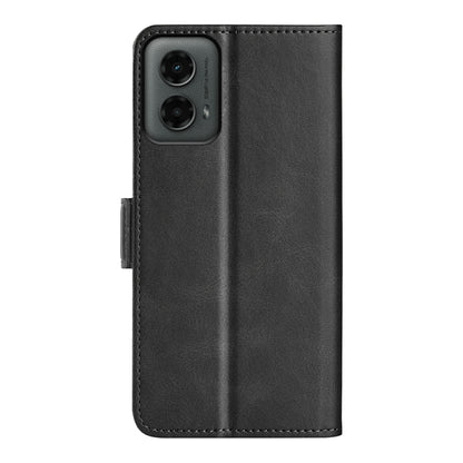 For Motorola Moto G 5G 2024 Dual-side Magnetic Buckle Horizontal Flip Leather Phone Case(Black) by buy2fix