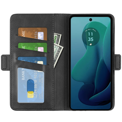 For Motorola Moto G 5G 2024 Dual-side Magnetic Buckle Horizontal Flip Leather Phone Case(Black) by buy2fix