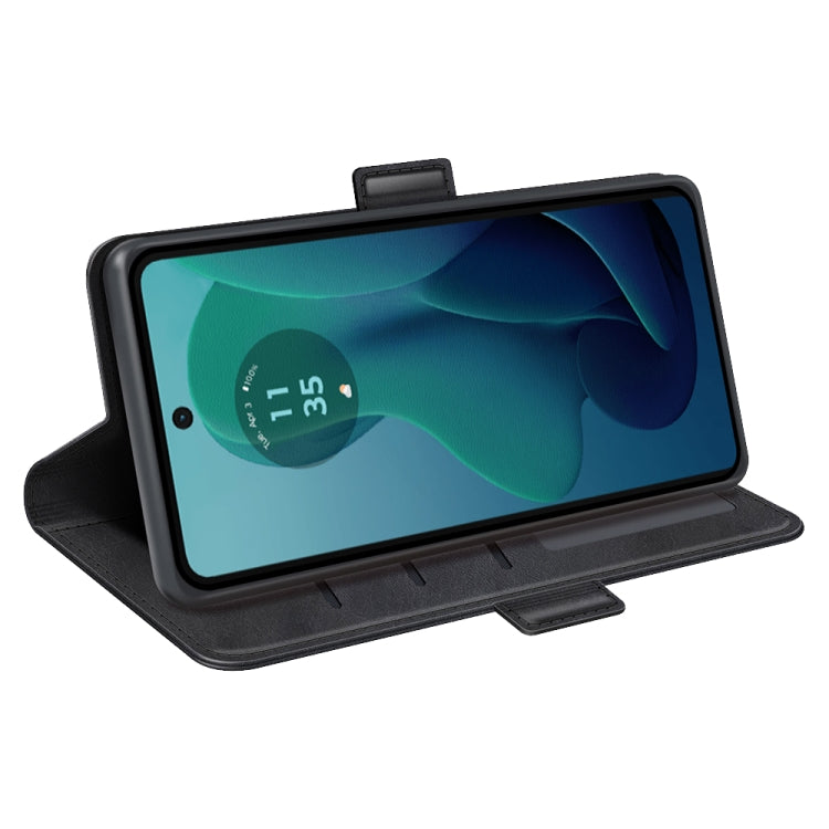 For Motorola Moto G 5G 2024 Dual-side Magnetic Buckle Horizontal Flip Leather Phone Case(Black) by buy2fix