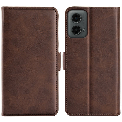 For Motorola Moto G 5G 2024 Dual-side Magnetic Buckle Horizontal Flip Leather Phone Case(Brown) by buy2fix