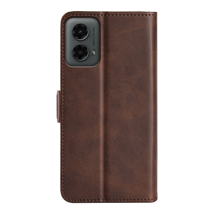 For Motorola Moto G 5G 2024 Dual-side Magnetic Buckle Horizontal Flip Leather Phone Case(Brown) by buy2fix