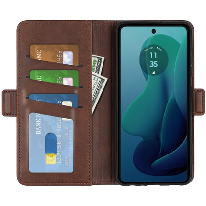 For Motorola Moto G 5G 2024 Dual-side Magnetic Buckle Horizontal Flip Leather Phone Case(Brown) by buy2fix