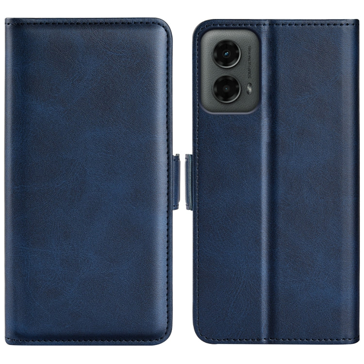 For Motorola Moto G 5G 2024 Dual-side Magnetic Buckle Horizontal Flip Leather Phone Case(Dark Blue) by buy2fix