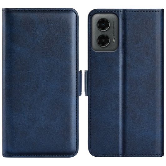 For Motorola Moto G 5G 2024 Dual-side Magnetic Buckle Horizontal Flip Leather Phone Case(Dark Blue) by buy2fix