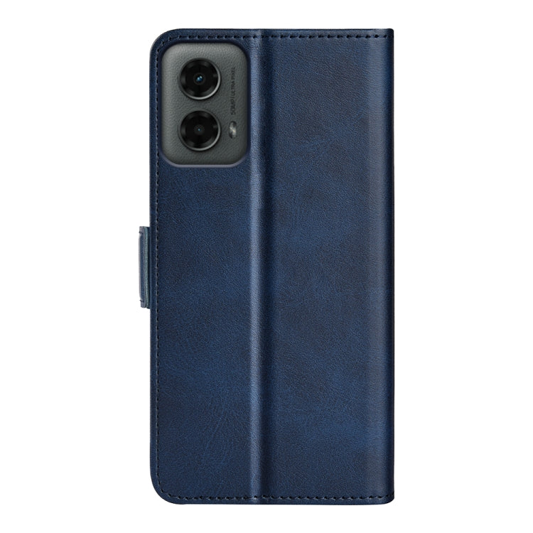 For Motorola Moto G 5G 2024 Dual-side Magnetic Buckle Horizontal Flip Leather Phone Case(Dark Blue) by buy2fix
