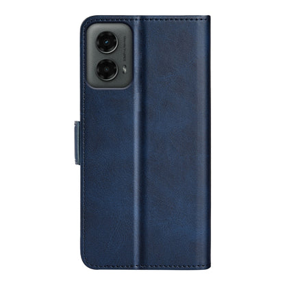 For Motorola Moto G 5G 2024 Dual-side Magnetic Buckle Horizontal Flip Leather Phone Case(Dark Blue) by buy2fix