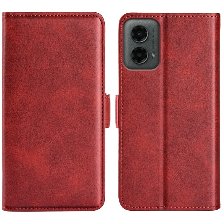 For Motorola Moto G 5G 2024 Dual-side Magnetic Buckle Horizontal Flip Leather Phone Case(Red) by buy2fix