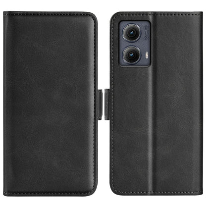For Motorola Edge 5G 2024 Dual-side Magnetic Buckle Horizontal Flip Leather Phone Case(Black) by buy2fix