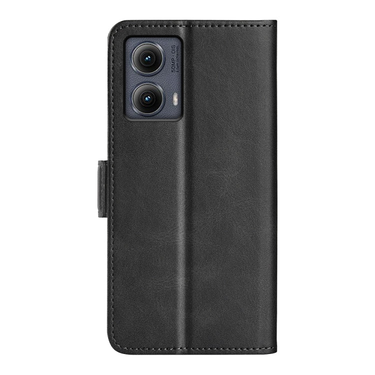 For Motorola Edge 5G 2024 Dual-side Magnetic Buckle Horizontal Flip Leather Phone Case(Black) by buy2fix